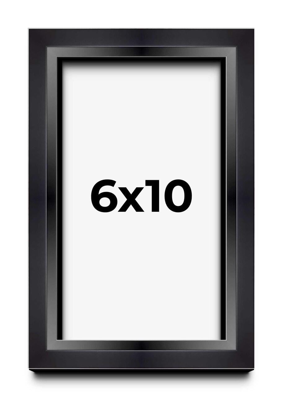 6x10 Modern Shadow Box 1.5" Depth Black Picture Frame - UV Acrylic, Backing, Hanging Hardware